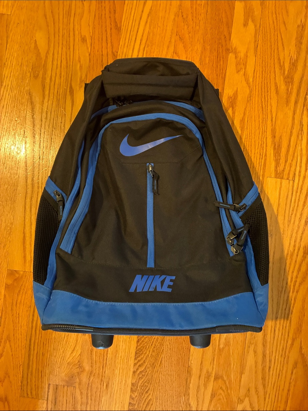 Nike Black and Blue Men's Roller Backpack with Logo